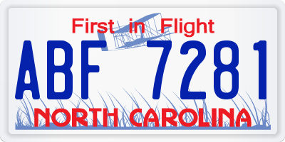 NC license plate ABF7281