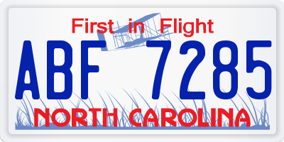 NC license plate ABF7285