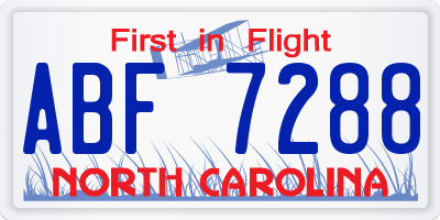 NC license plate ABF7288