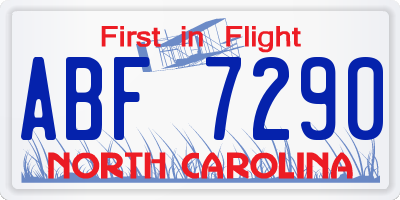NC license plate ABF7290
