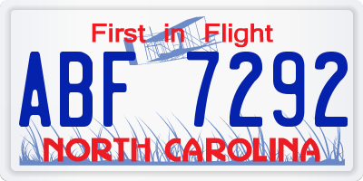 NC license plate ABF7292