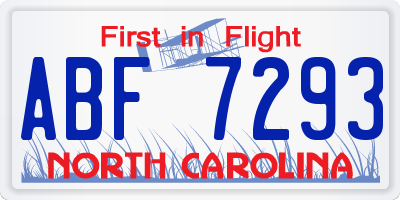NC license plate ABF7293