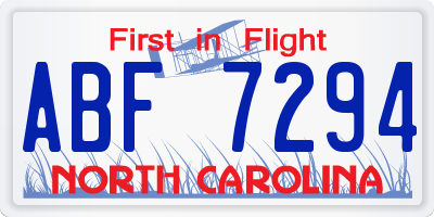 NC license plate ABF7294