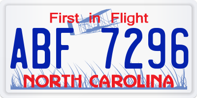 NC license plate ABF7296