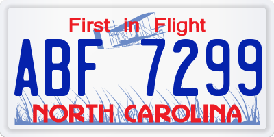 NC license plate ABF7299