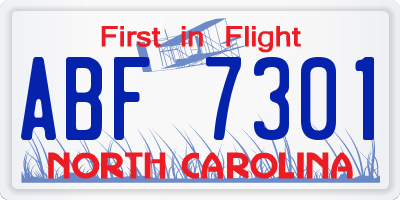 NC license plate ABF7301