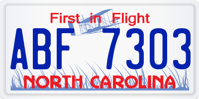 NC license plate ABF7303