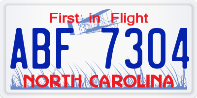 NC license plate ABF7304