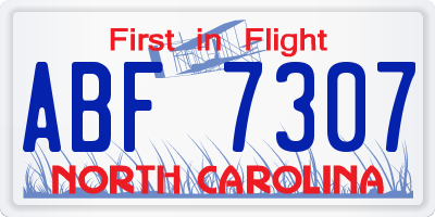 NC license plate ABF7307