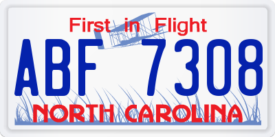 NC license plate ABF7308