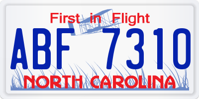 NC license plate ABF7310