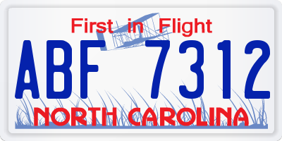 NC license plate ABF7312