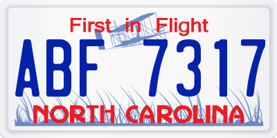 NC license plate ABF7317