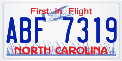 NC license plate ABF7319