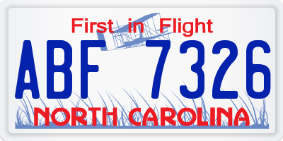 NC license plate ABF7326