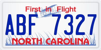 NC license plate ABF7327