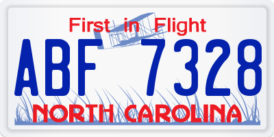 NC license plate ABF7328