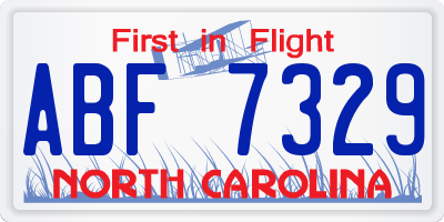 NC license plate ABF7329