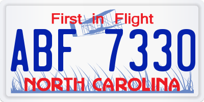 NC license plate ABF7330