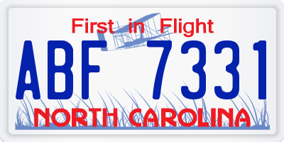 NC license plate ABF7331
