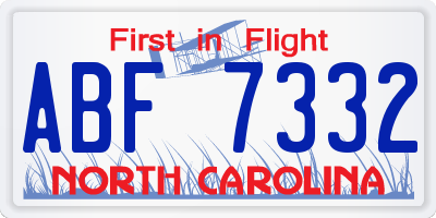 NC license plate ABF7332