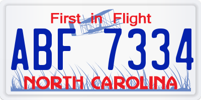 NC license plate ABF7334