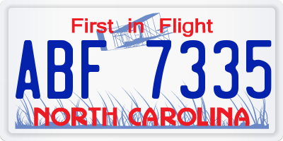 NC license plate ABF7335