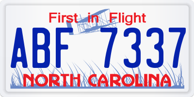 NC license plate ABF7337