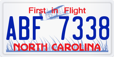 NC license plate ABF7338