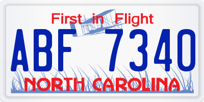 NC license plate ABF7340