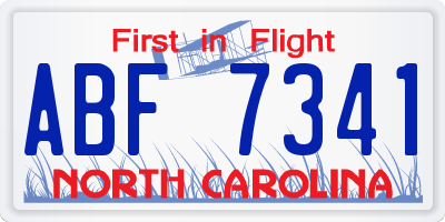 NC license plate ABF7341