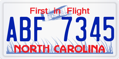 NC license plate ABF7345