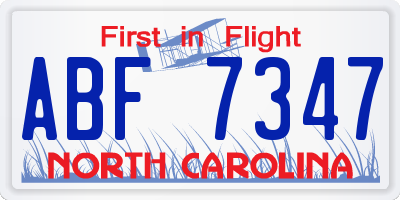 NC license plate ABF7347