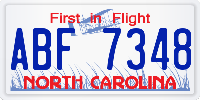 NC license plate ABF7348