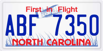 NC license plate ABF7350