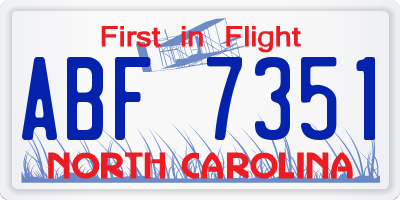NC license plate ABF7351
