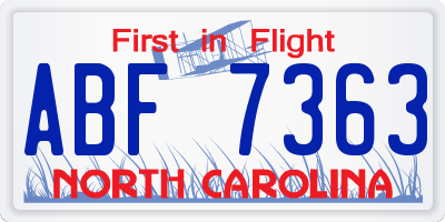 NC license plate ABF7363