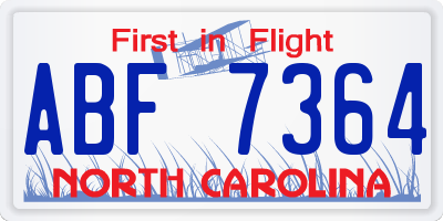 NC license plate ABF7364