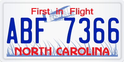 NC license plate ABF7366