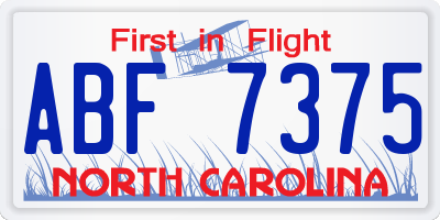 NC license plate ABF7375