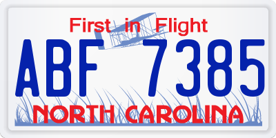 NC license plate ABF7385