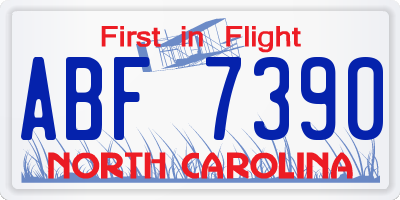 NC license plate ABF7390