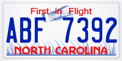 NC license plate ABF7392
