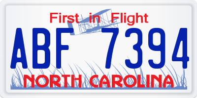 NC license plate ABF7394