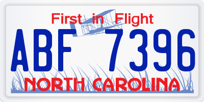 NC license plate ABF7396