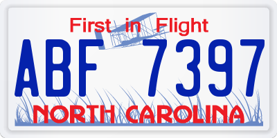 NC license plate ABF7397