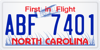 NC license plate ABF7401