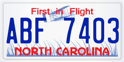 NC license plate ABF7403