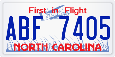 NC license plate ABF7405