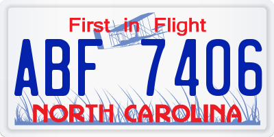 NC license plate ABF7406